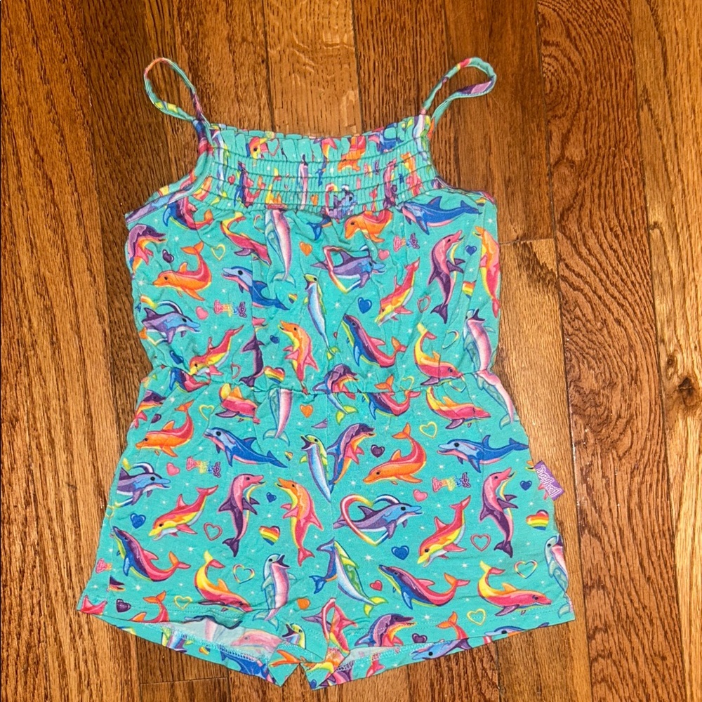 Posh Peanut x Lisa Frank Dancing Dolphin Print Romper - 2T